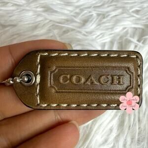 2" y2k COACH Vintage Brown Fob Bag Charm Hang tag Hangtag
